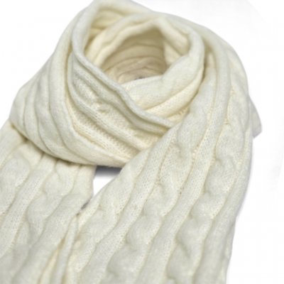 Halsdukar - Gårda Sölden Cable Knit Wool Mix Scarf (vit)