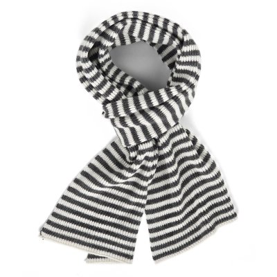 Halsdukar - Gårda Engelberg Striped Wool Mix Scarf (mörkgrå/vit)