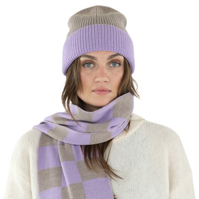 Halsdukar - Gårda Kitzbühel Merino Wool Check Scarf (lila/beige)