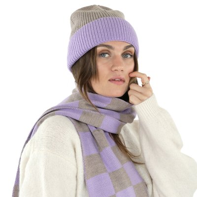 Halsdukar - Gårda Kitzbühel Merino Wool Check Scarf (lila/beige)