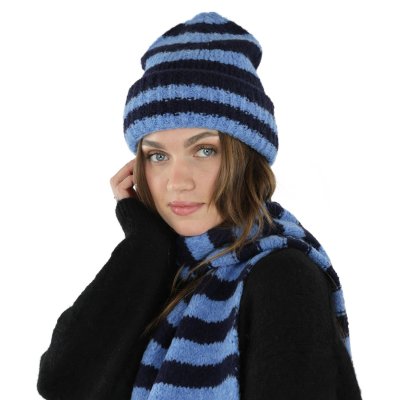 Mössor - Gårda Lech Striped Wool Mix Beanie (blå)