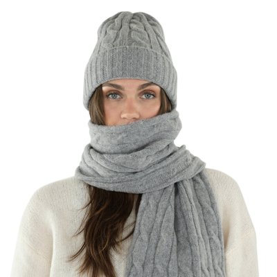 Halsdukar - Gårda Sölden Cable Knit Wool Mix Scarf (grå)