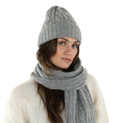 Halsdukar - Gårda Sölden Cable Knit Wool Mix Scarf (grå)