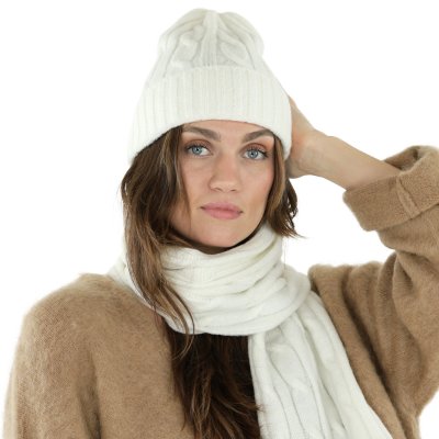 Halsdukar - Gårda Sölden Cable Knit Wool Mix Scarf (vit)