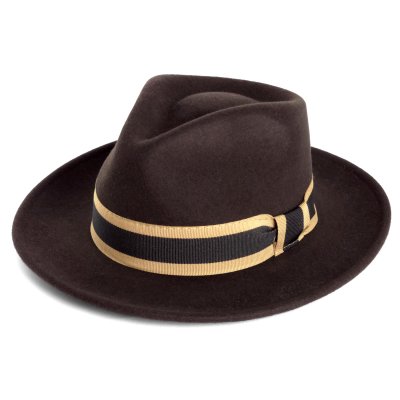 Hattar - Gårda Belluno Crushable Wool felt Fedora (brun)
