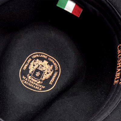 Hattar - Gårda Belluno Crushable Wool felt Fedora (svart)