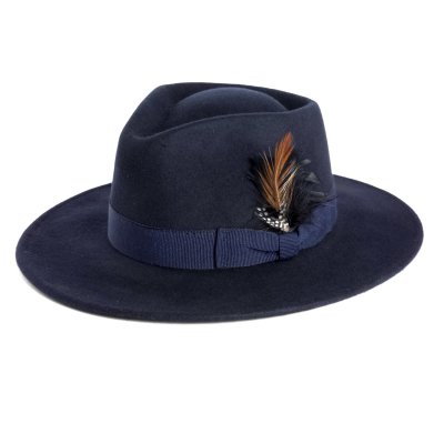 Hattar - Gårda Molinella Crushable Wool felt Fedora (blå)