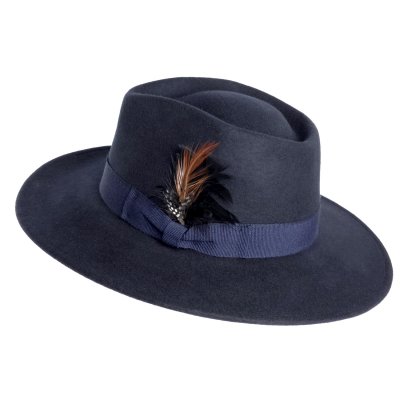 Hattar - Gårda Molinella Crushable Wool felt Fedora (blå)