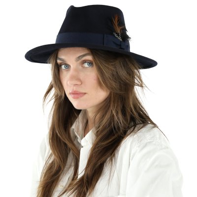 Hattar - Gårda Molinella Crushable Wool felt Fedora (blå)