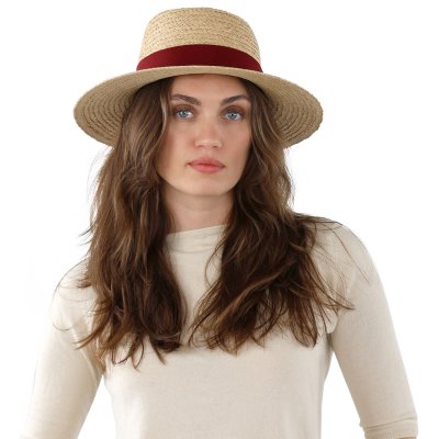 Stråhatt - Gårda Palma Gambler (natur/röd)