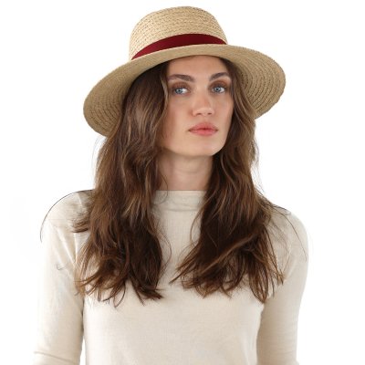 Stråhatt - Gårda Palma Gambler (natur/röd)