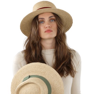 Stråhatt - Gårda Palma Gambler (natur/röd)