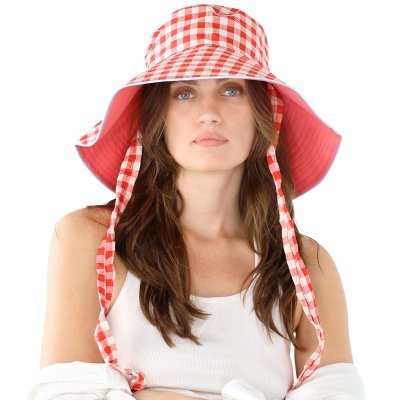 Hattar - Gårda Poppy Checkered sun hat (röd)