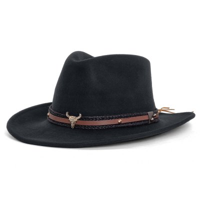 Hattar - Gårda Santaquin Crushable Wool felt Western hat (svart)