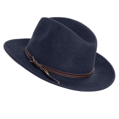 Hattar - Gårda Vicenza Crushable Wool felt Fedora (blå)