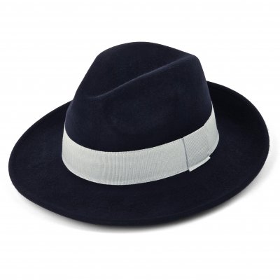 Hattar - Gårda Volterra Fedora Wool Hat (navy/offwhite)