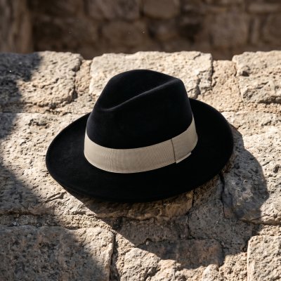 Hattar - Gårda Volterra Fedora Wool Hat (svart/creme)