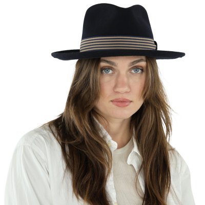 Hattar - Gårda Belluno Crushable Wool felt Fedora (blå)