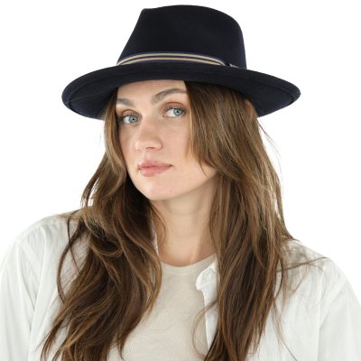 Hattar - Gårda Belluno Crushable Wool felt Fedora (blå)