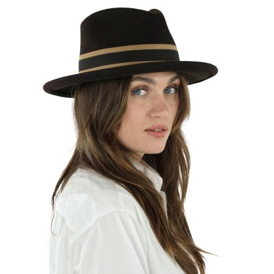 Hattar - Gårda Belluno Crushable Wool felt Fedora (brun)