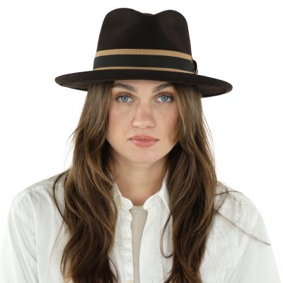 Hattar - Gårda Belluno Crushable Wool felt Fedora (brun)