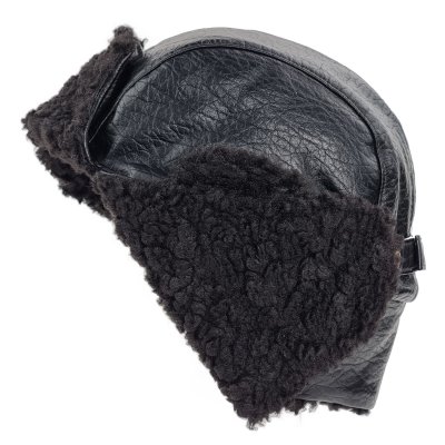 Pälsmössa - Gårda Linsell Leather Trapper (svart)