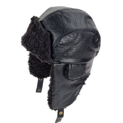 Pälsmössa - Gårda Linsell Leather Trapper (svart)