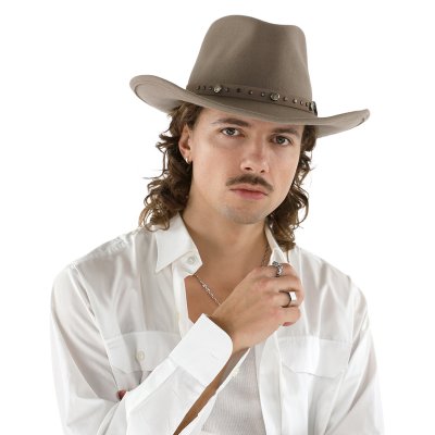 Hattar - Gårda Bowmont Crushable Wool felt Western hat (greige)