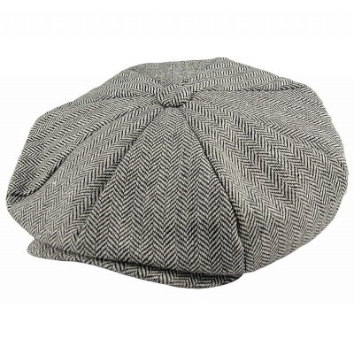 Gubbkeps / Flat cap - Jaxon Hats Herringbone Big Apple Cap (grå)