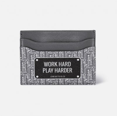 Korthållare - John Hatter - Work Hard Play Harder (grå)