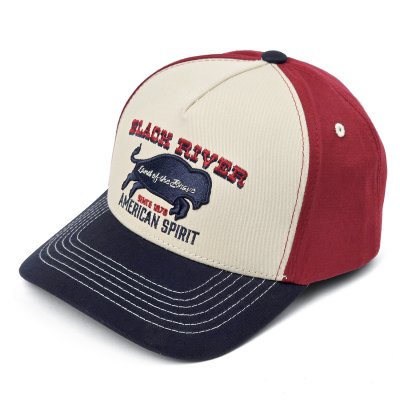 Keps - Black River Buffalo Trucker (creme/röd/blå)