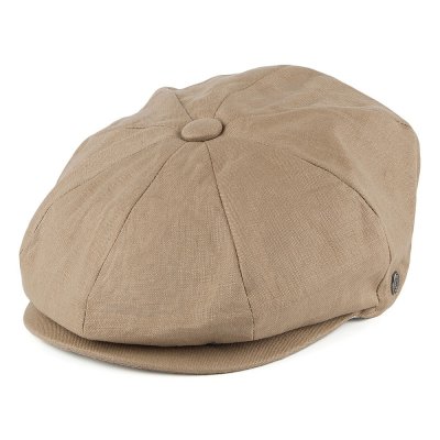Gubbkeps / Flat cap - Jaxon Hats Linen Newsboy Cap (camel)
