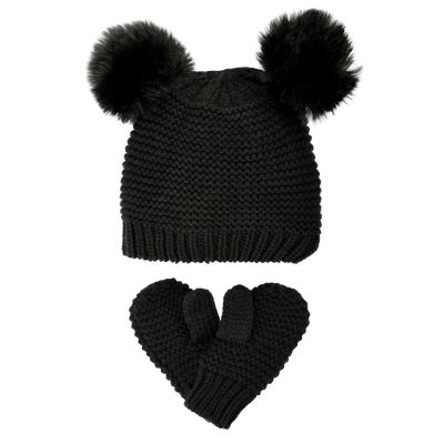 Mössa och Vantar Barn - Gårda Målilla Knitted Set (svart)