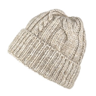 Mössor - Gårda Bormio Cable Knit Wool Mix Beanie (beige)