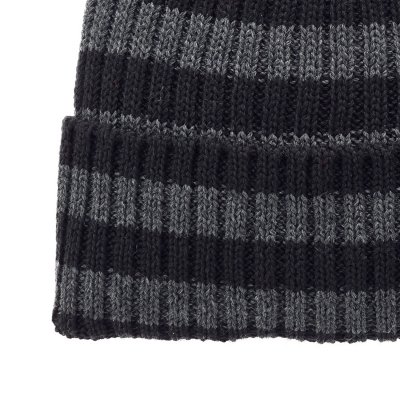 Mössor - Gårda Davos Striped Merino Wool Beanie (grå/svart)