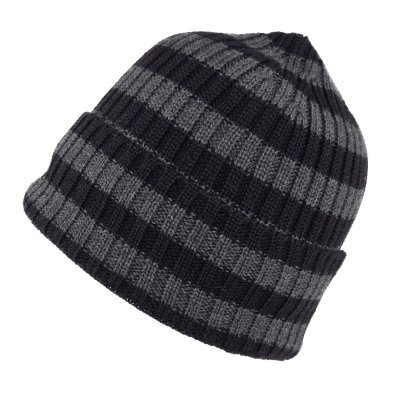 Mössor - Gårda Davos Striped Merino Wool Beanie (grå/svart)