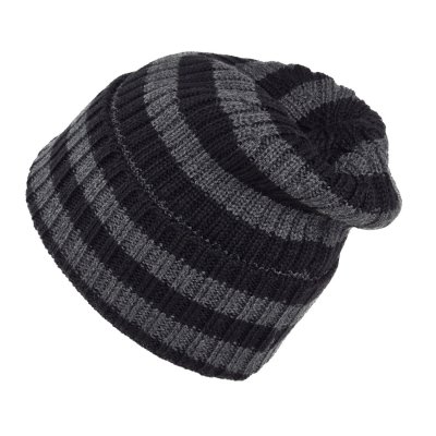 Mössor - Gårda Davos Striped Merino Wool Beanie (grå/svart)
