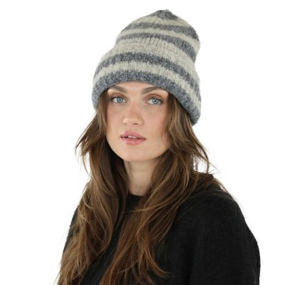 Mössor - Gårda Lech Striped Wool Mix Beanie (beige/grå)
