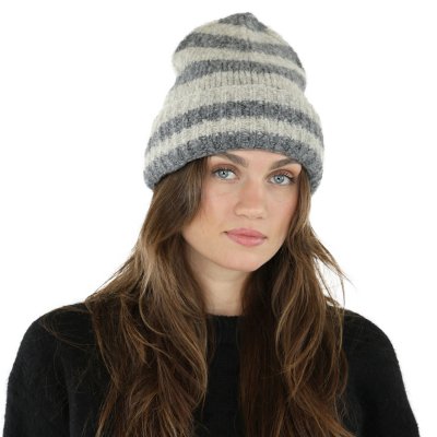 Mössor - Gårda Lech Striped Wool Mix Beanie (beige/grå)