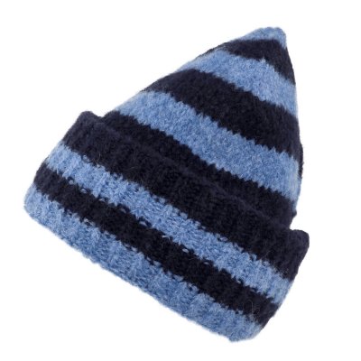 Mössor - Gårda Lech Striped Wool Mix Beanie (blå)