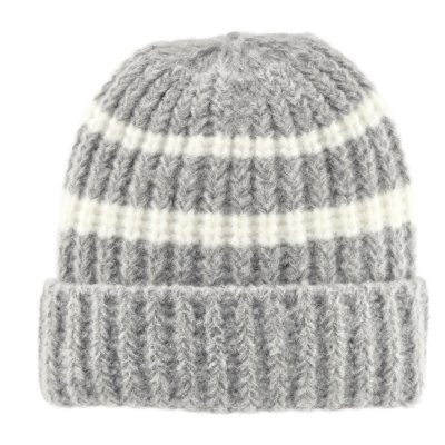 Mössor - Gårda Les Deux Alpes Striped Merino Mix Beanie (grå/vit)
