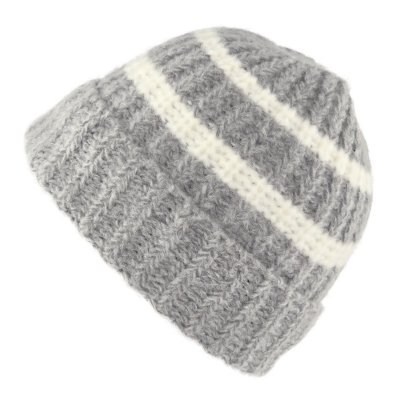 Mössor - Gårda Les Deux Alpes Striped Merino Mix Beanie (grå/vit)