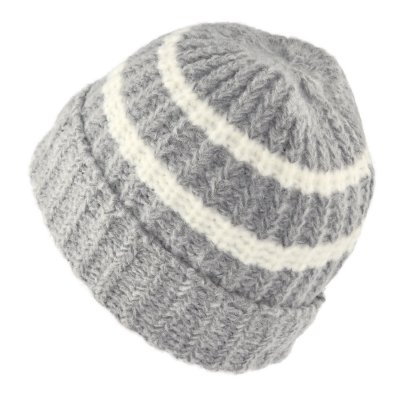 Mössor - Gårda Les Deux Alpes Striped Merino Mix Beanie (grå/vit)