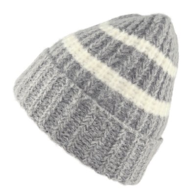 Mössor - Gårda Les Deux Alpes Striped Merino Mix Beanie (grå/vit)