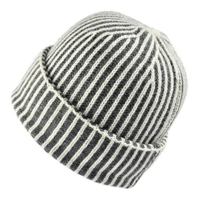Mössor - Gårda Megève Striped Cashmere Mix Beanie (grå/vit)