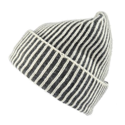Mössor - Gårda Megève Striped Cashmere Mix Beanie (grå/vit)