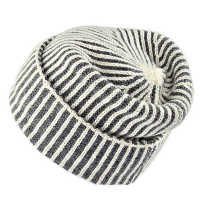 Mössor - Gårda Megève Striped Cashmere Mix Beanie (grå/vit)