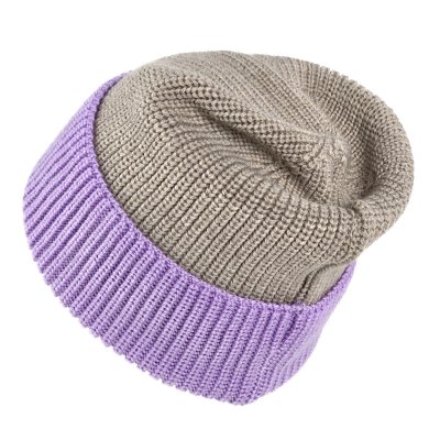 Mössor - Gårda St. Moritz Merino Wool Beanie (lila/beige)