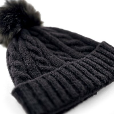 Mössor - Gårda Saas-Fee Cable Knit Wool Mix Beanie (svart)