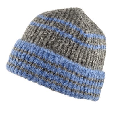 Mössor - Gårda Verbier Striped Wool Mix Beanie (grå/blå)
